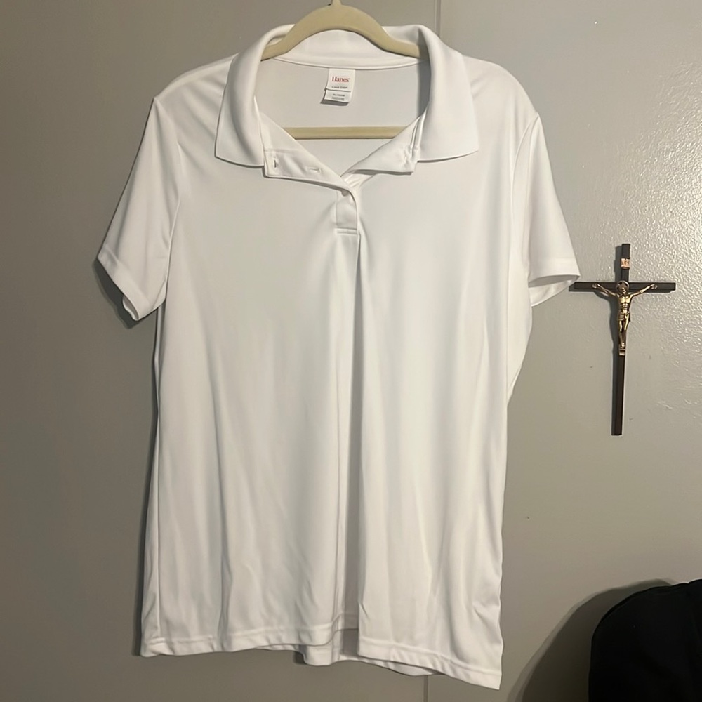 White Hanes Polo XL